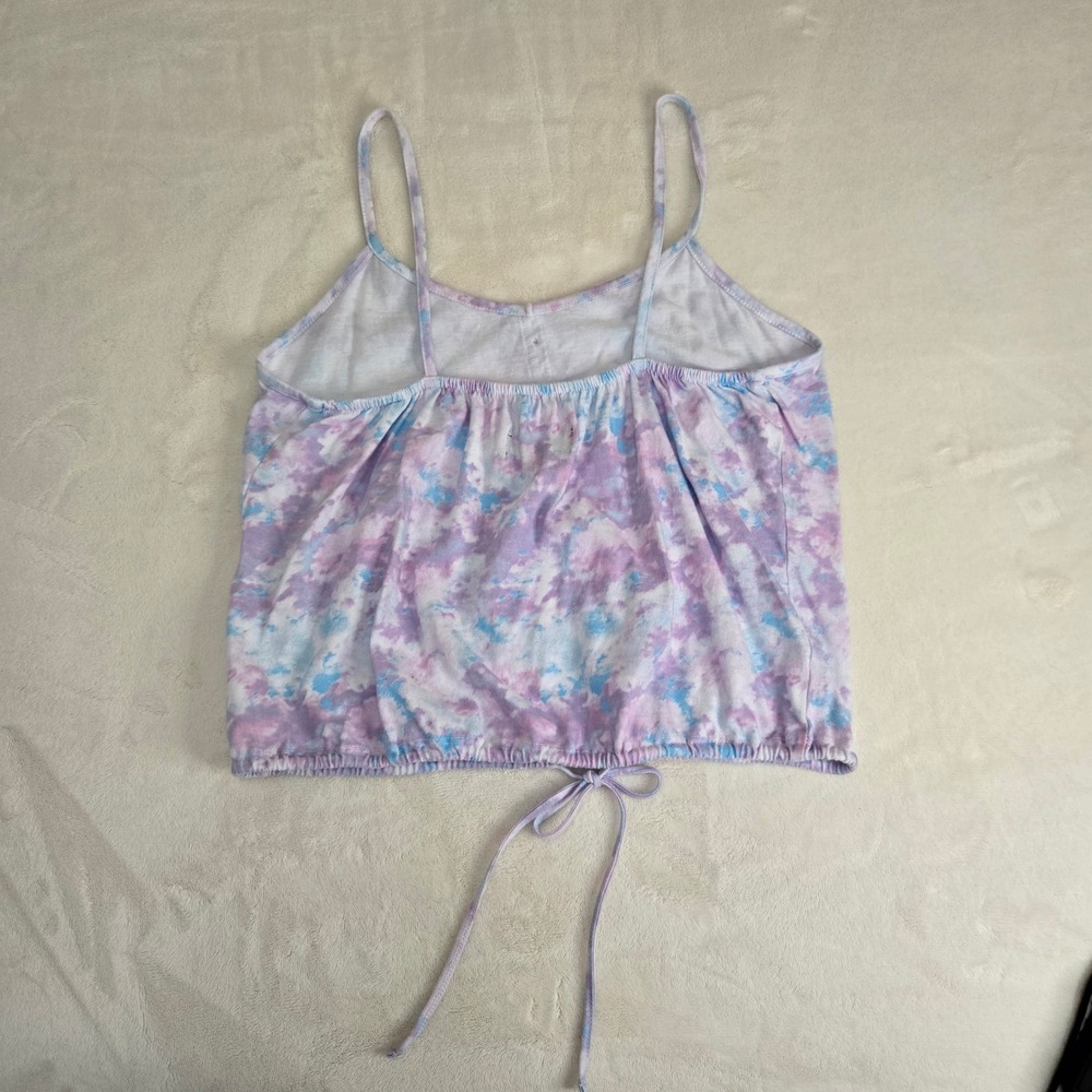 Cherokee Womens S Tie Dye Camisole Button Front Drawstring‎ Tie Tank Top Purple - Picture 7 of 8